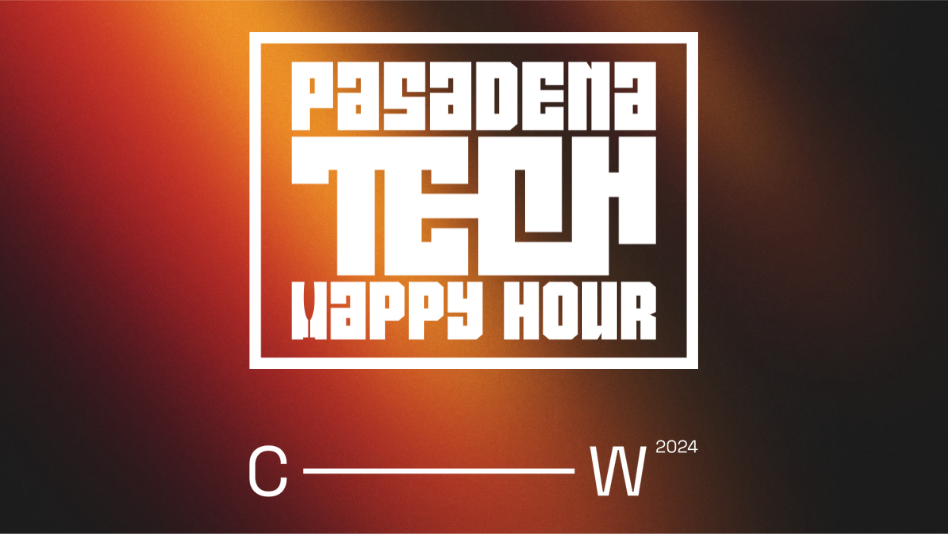 Image showing Logos for Pasadena Tech Happy Hour and Connect Week 2024 on a gradient background