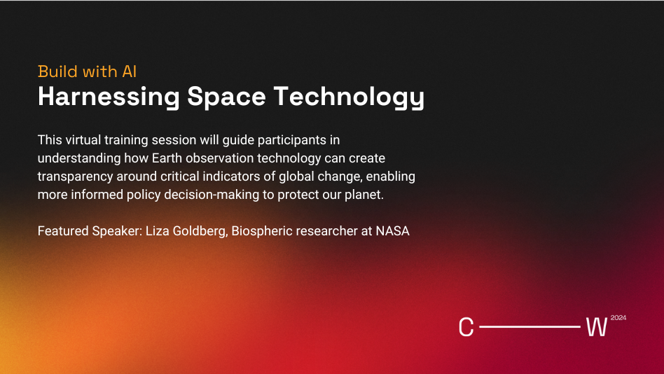 Graphic promoting the Harnessing Space Technology webinar for Connect Week 2024